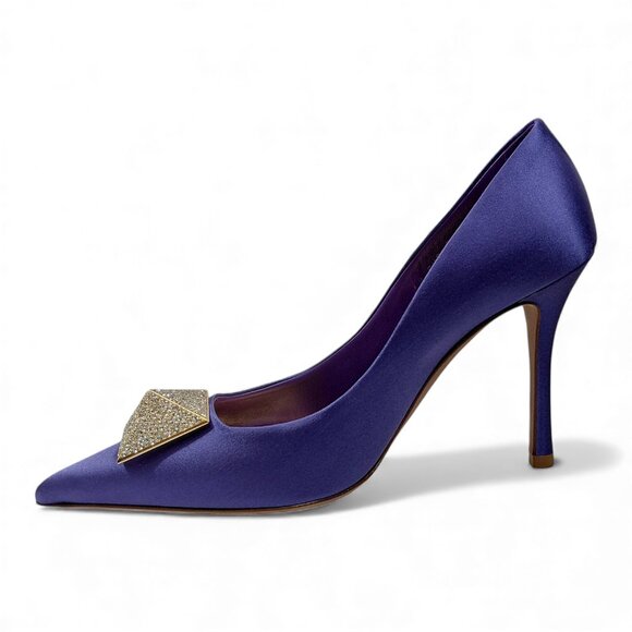 Valentino Garavani Womens One Stud 100mm Violet Satin Pumps -Size EU 38- (0574) - Picture 9 of 16